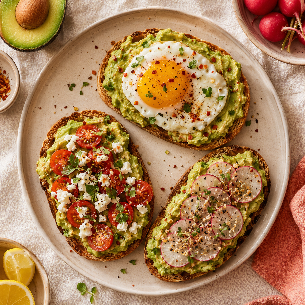Smashed Avocado Toast - 3 Ways